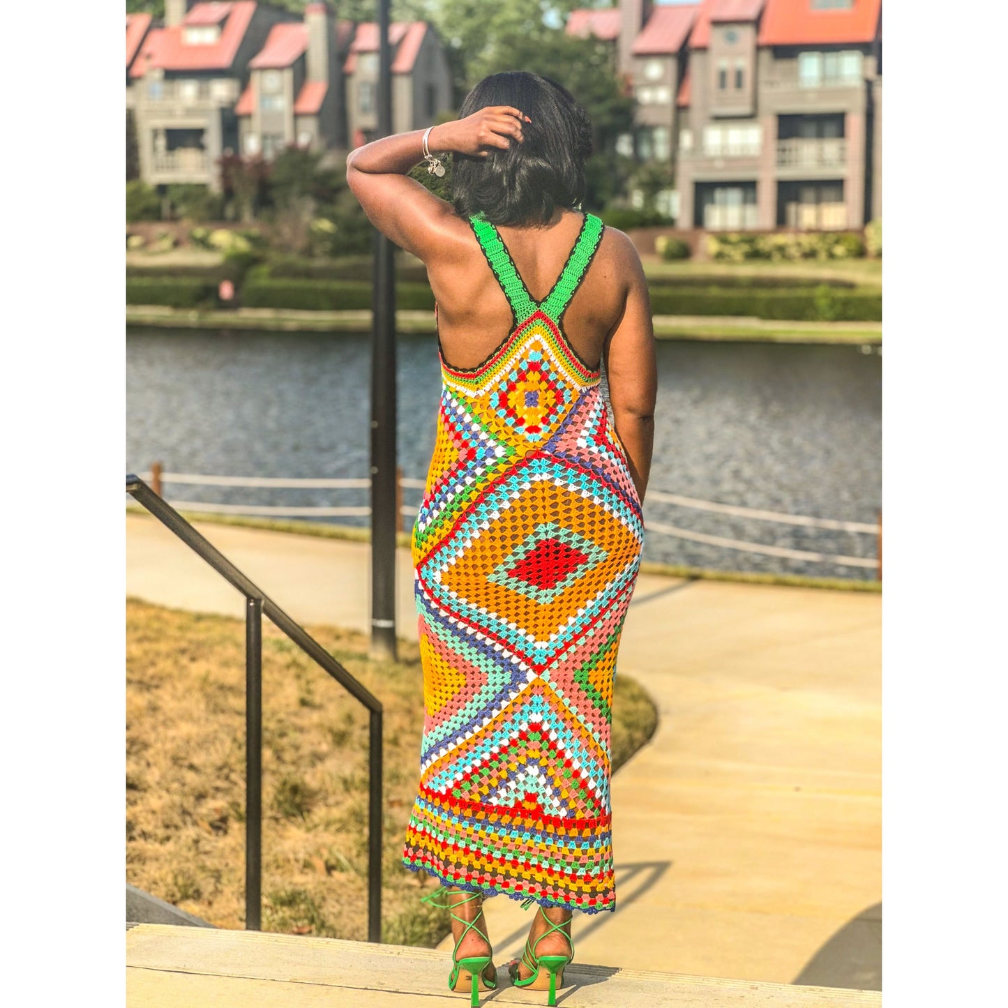 "Ava" Crochet Multi Color Maxi Dress