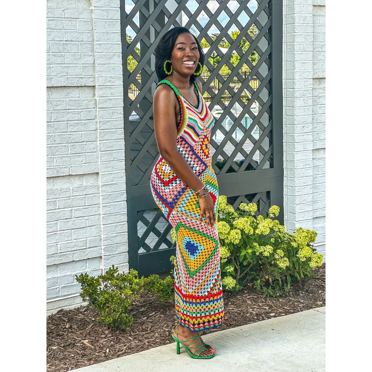 "Ava" Crochet Multi Color Maxi Dress