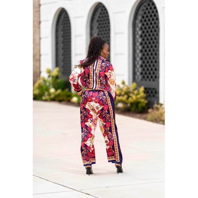 “Brown Sugar” Multi Color 2 Piece Satin Pants Set