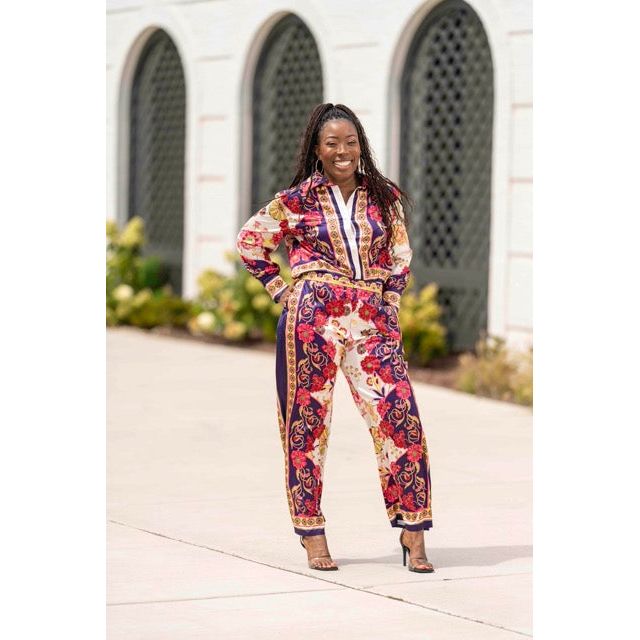 “Brown Sugar” Multi Color 2 Piece Satin Pants Set