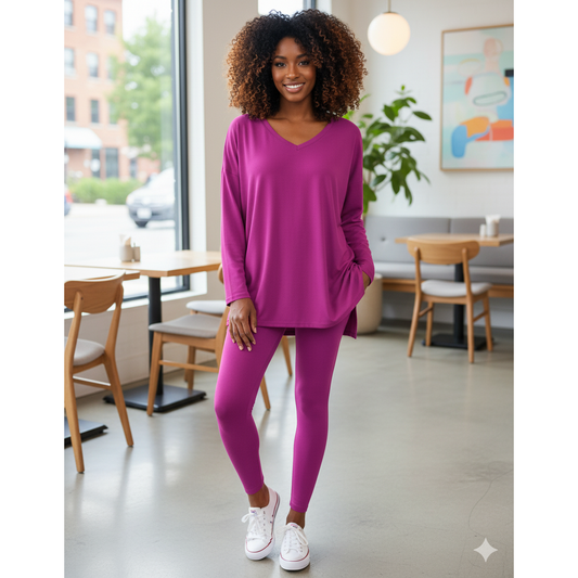 "Never Basic" Set - Plum - Long Sleeve