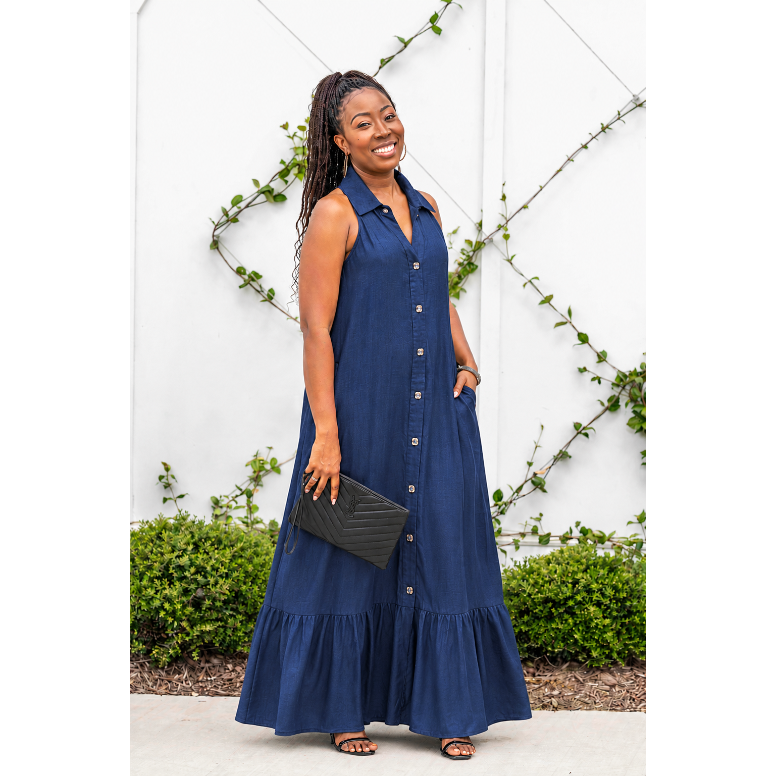 The “Sapphire Stroll” Maxi Dress Medium / Blue