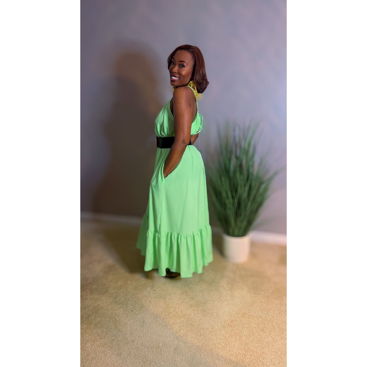 "Seleah" Maxi Dress - Green