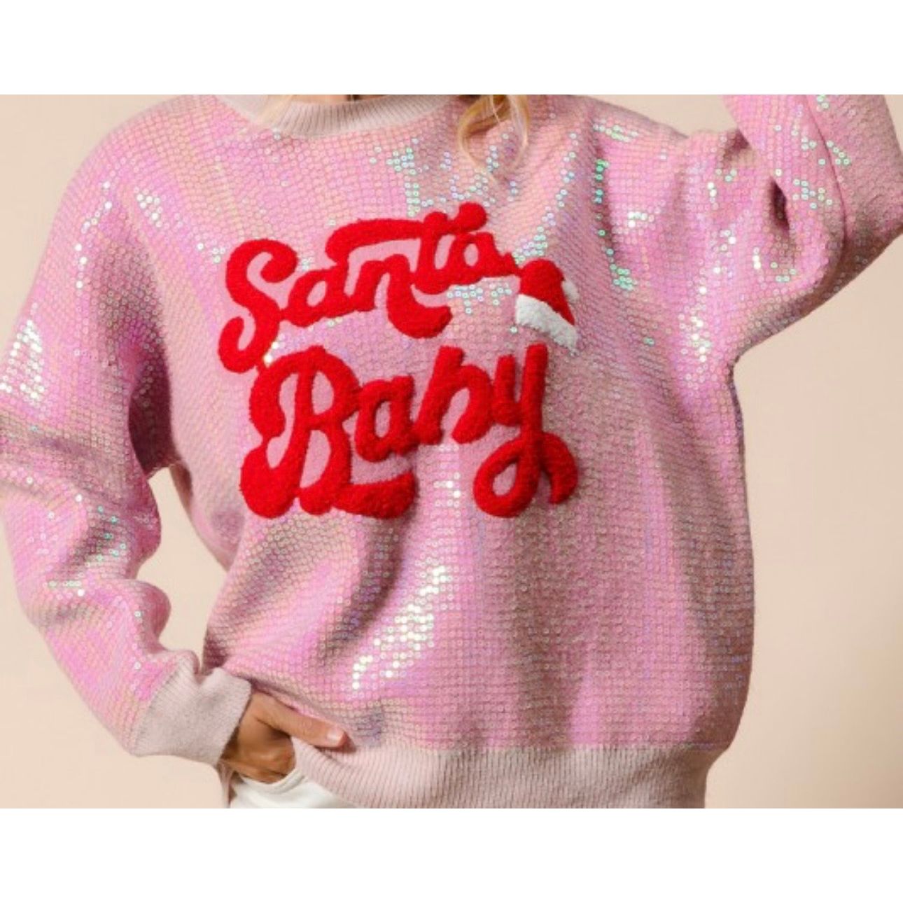 Santa Baby Sequins Sweater Top