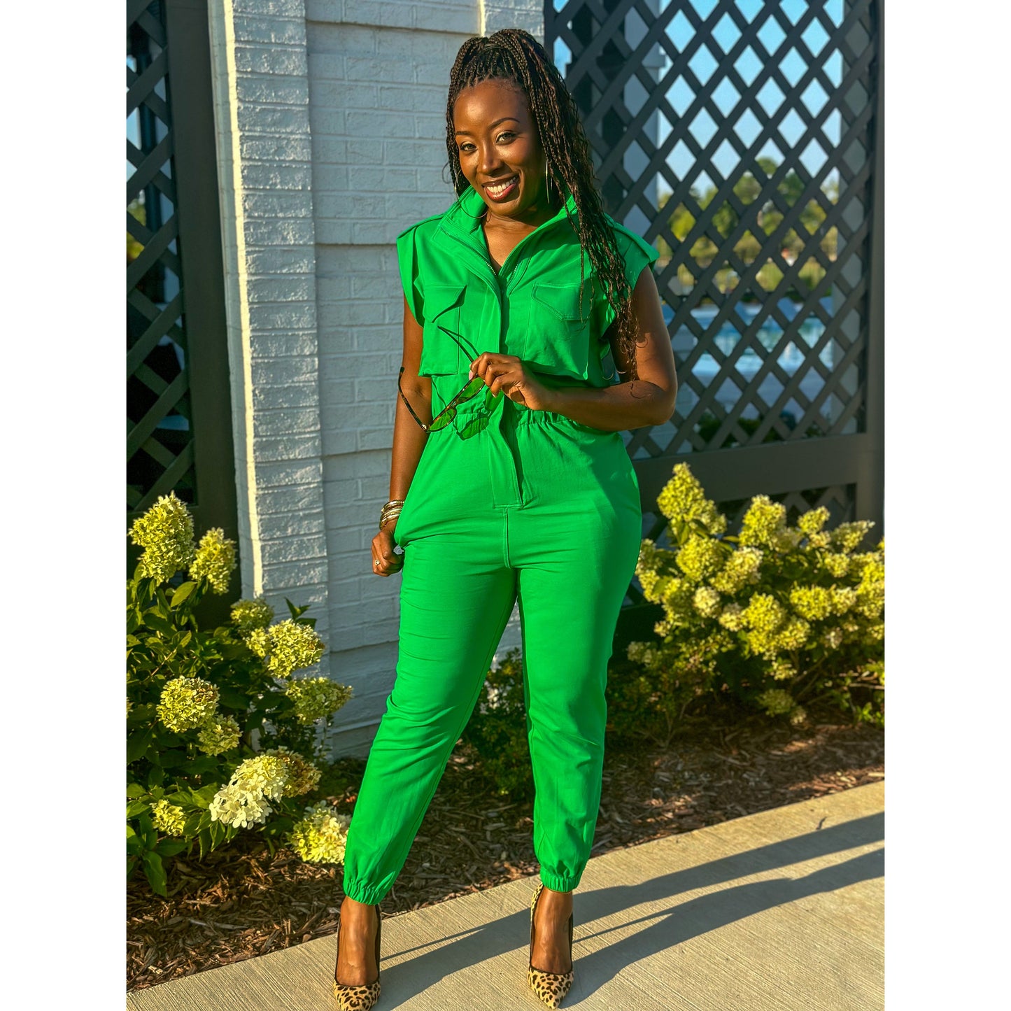 "Brianna" Jumpsuit Jogger - Green