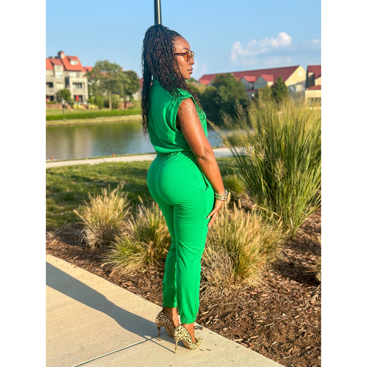 "Brianna" Jumpsuit Jogger - Green