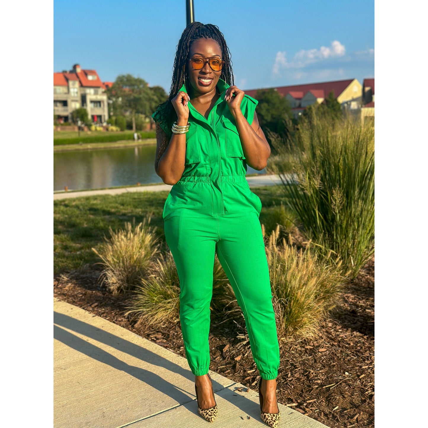 "Brianna" Jumpsuit Jogger - Green