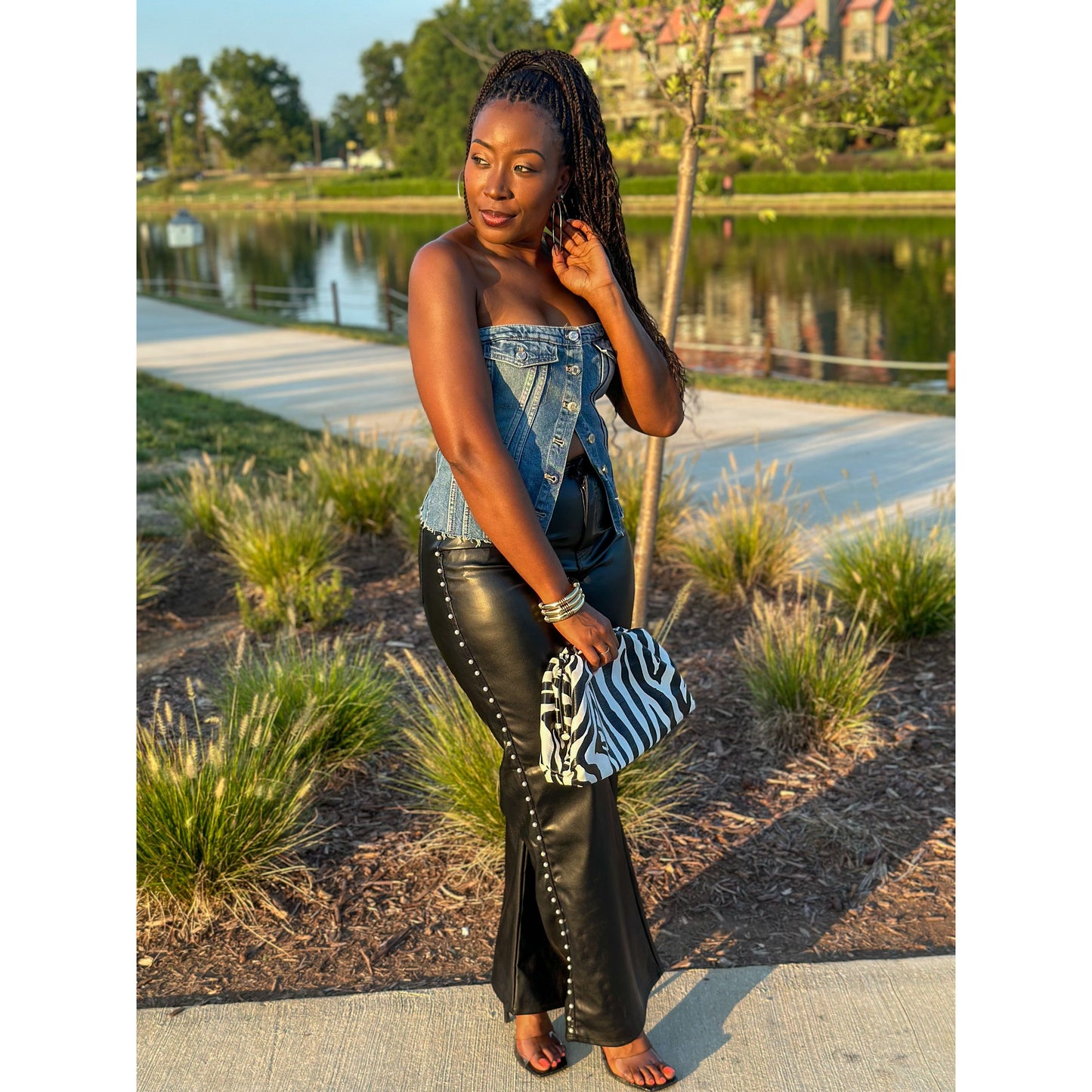 "Miss You Much" Vegan Faux Leather Pants with Pearls