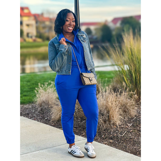 “Brianna” Jumpsuit Jogger - Blue