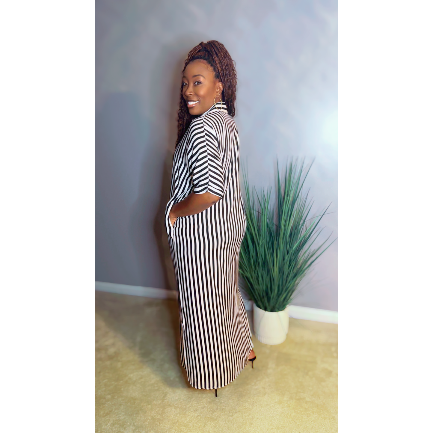 "Kira" Striped Shirt Dress