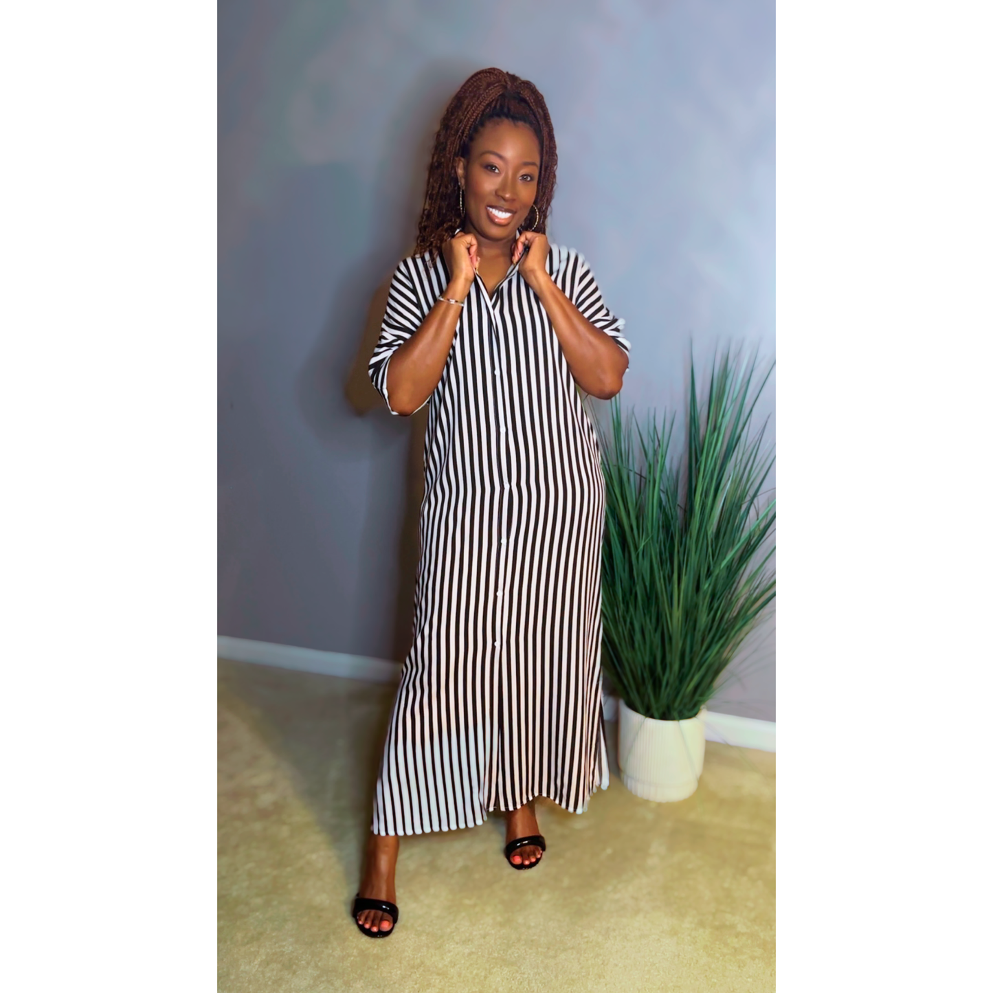 "Kira" Striped Shirt Dress