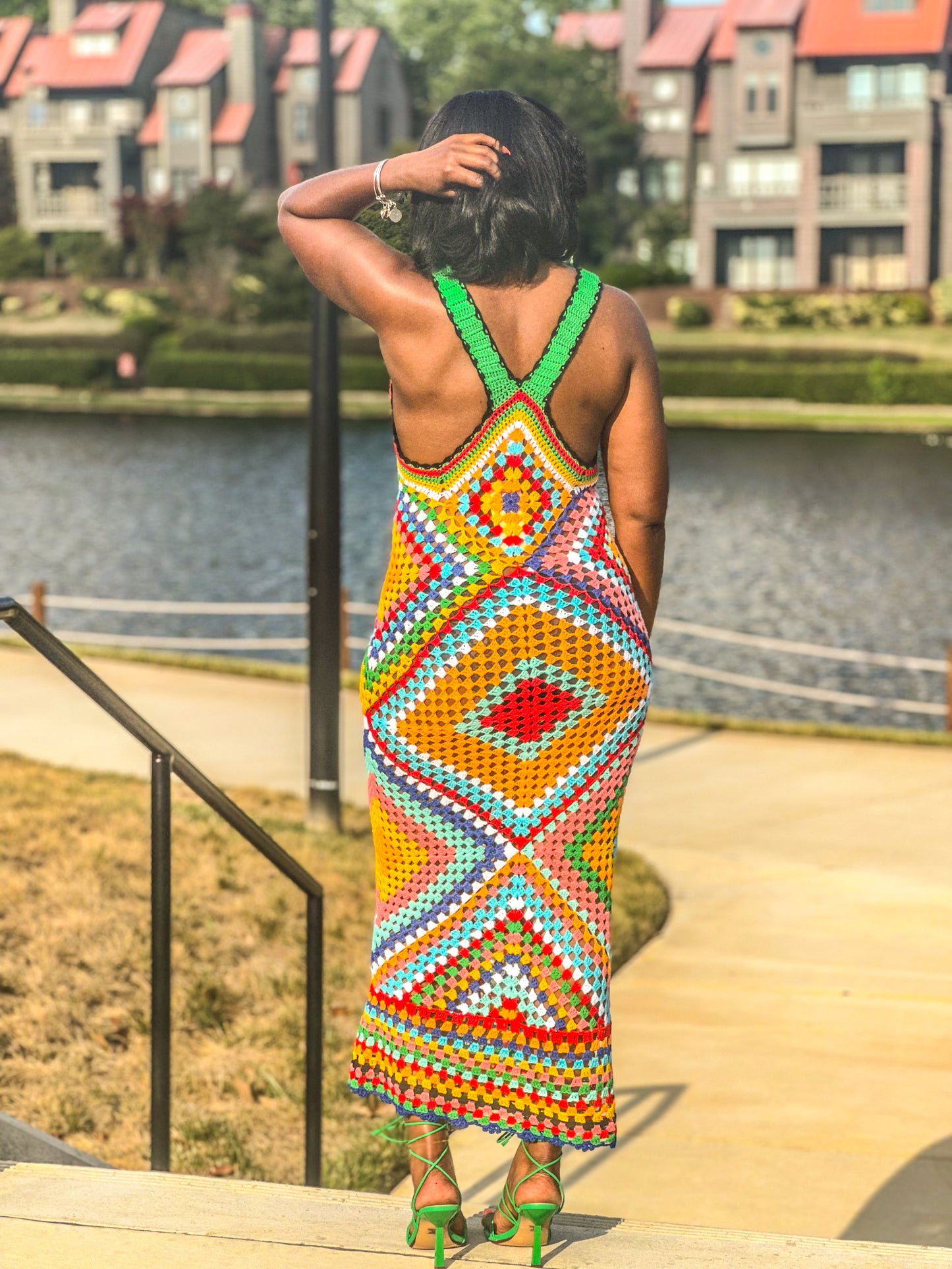 "Ava" Crochet Multi Color Maxi Dress