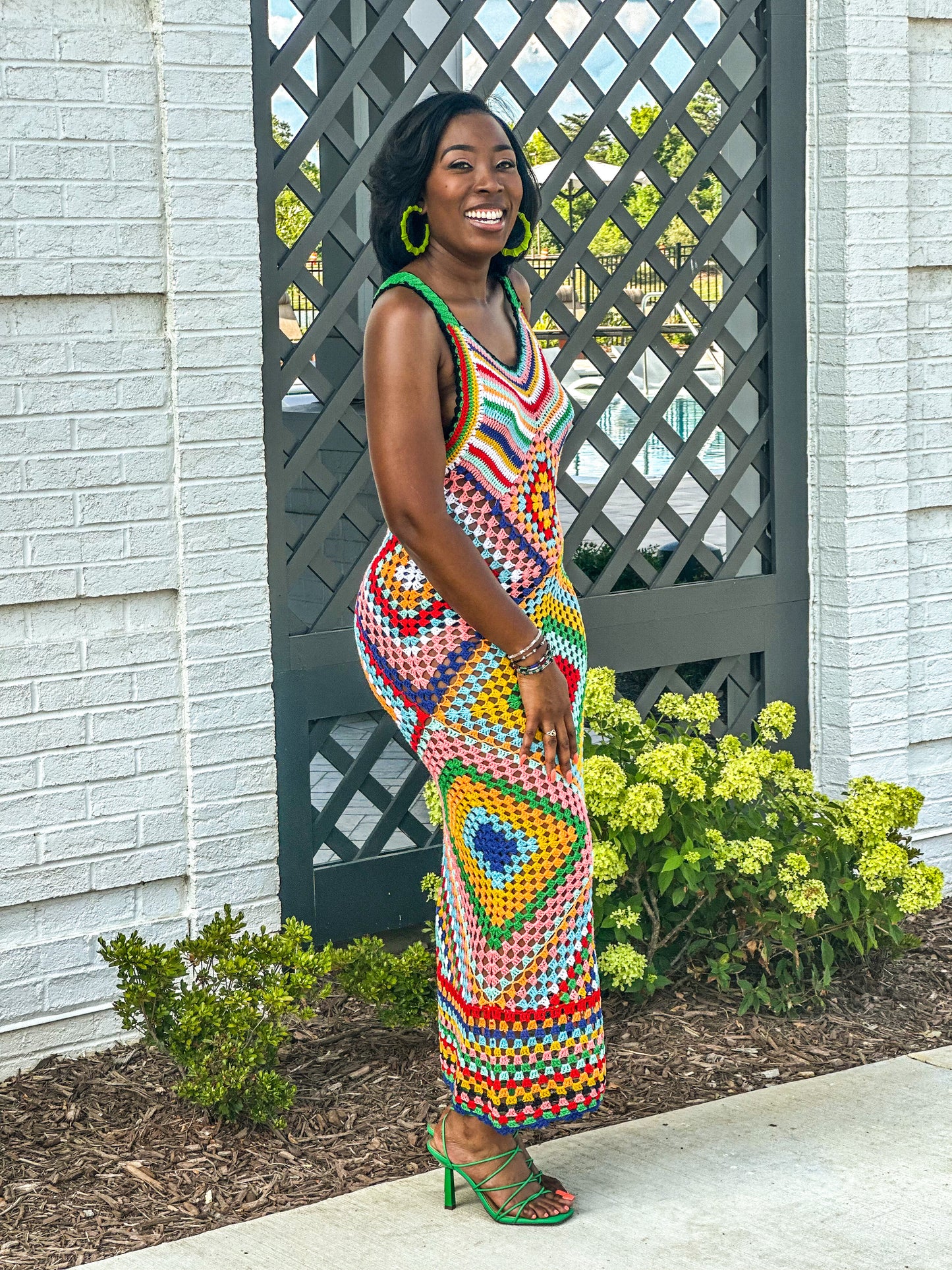 "Ava" Crochet Multi Color Maxi Dress