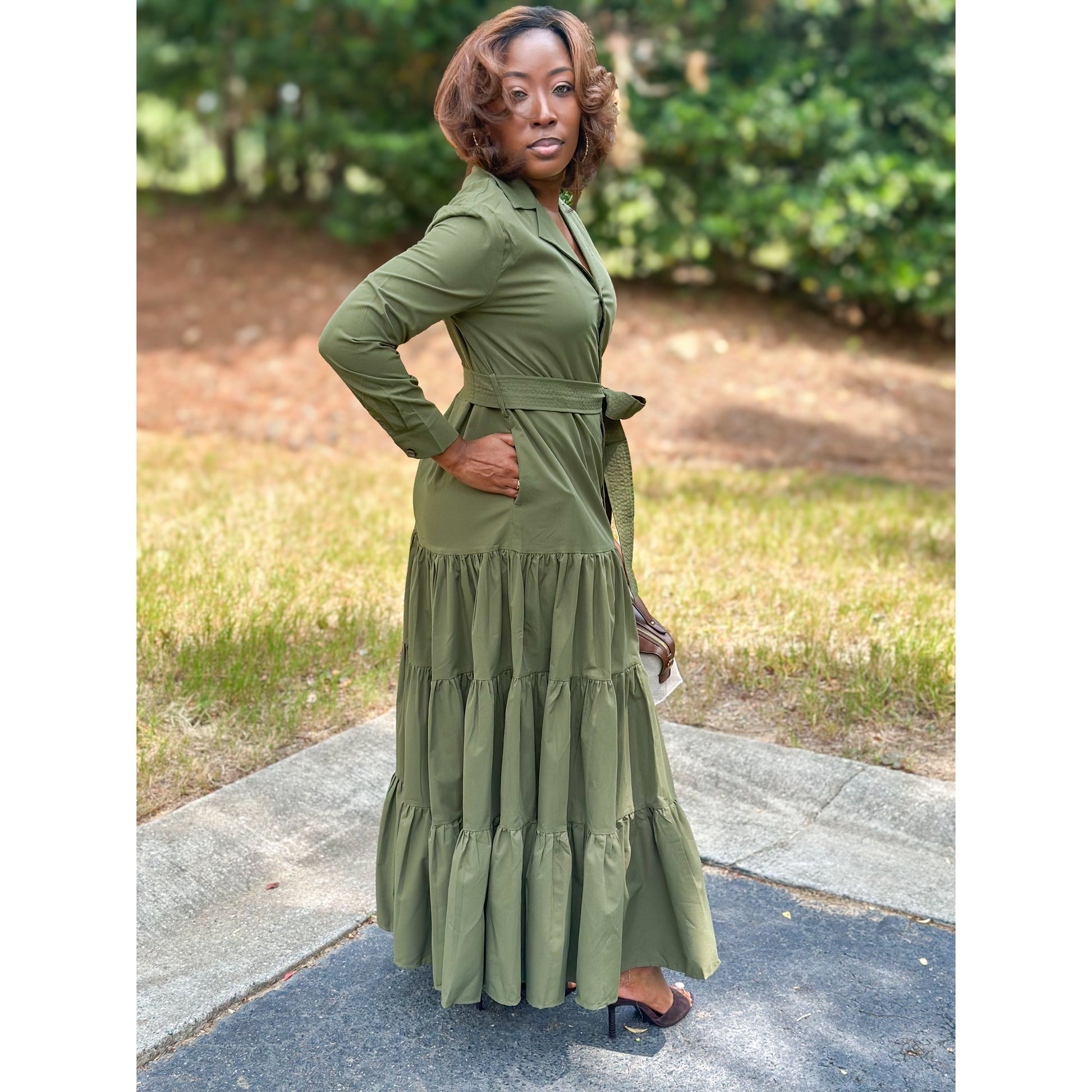 The “Kensington” Maxi Dress Olive Green / Large / Long