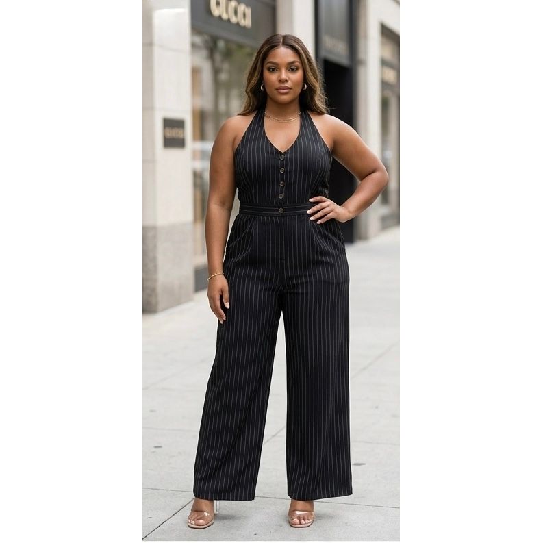 The “Monroe” Pinstripe Jumpsuit