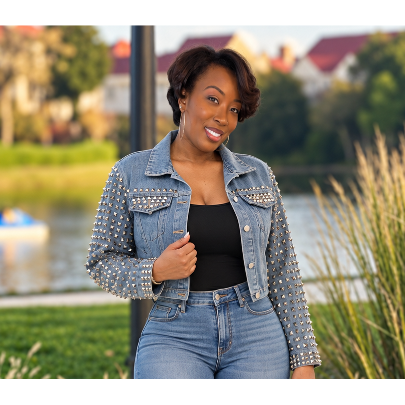 The "Roxie" Studded Denim Jacket