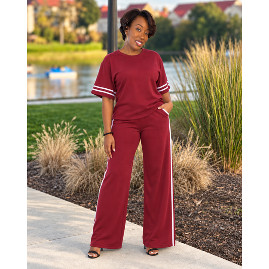 The "Lennox" Stripe Set - Burgundy