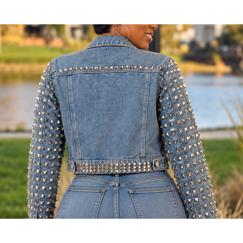 The "Roxie" Studded Denim Jacket