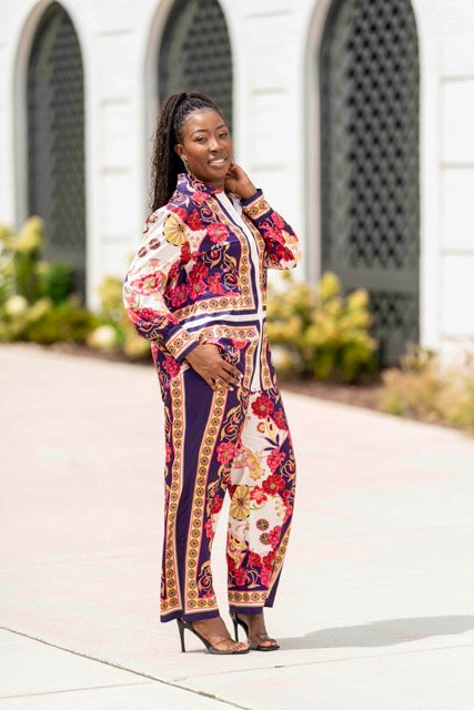 “Brown Sugar” Multi Color 2 Piece Satin Pants Set