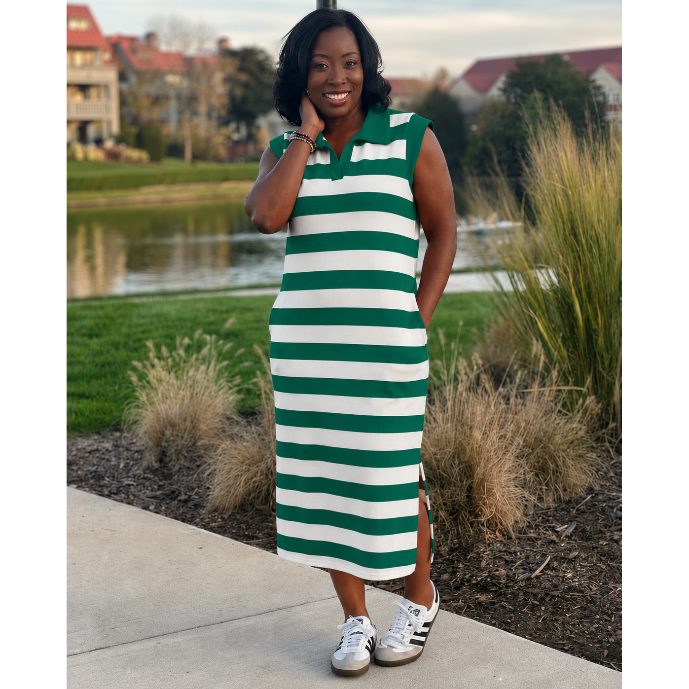 The "Hamptons" Striped Dress - Green