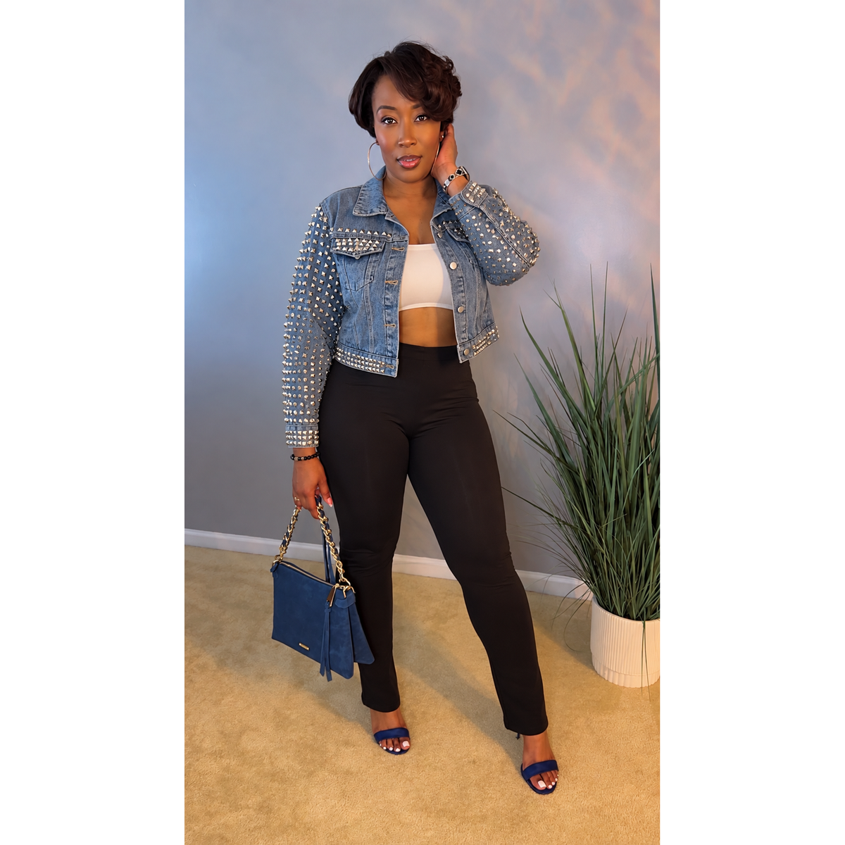 The "Roxie" Studded Denim Jacket