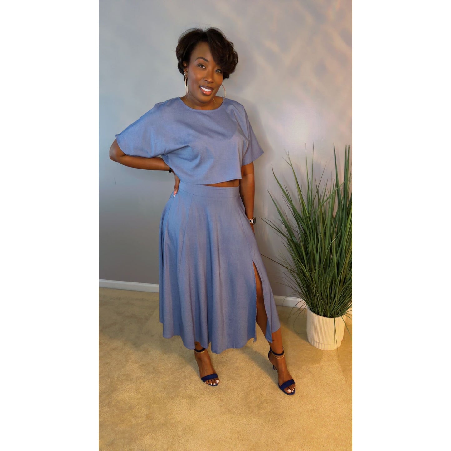 "Sienna" Denim Skirt Set