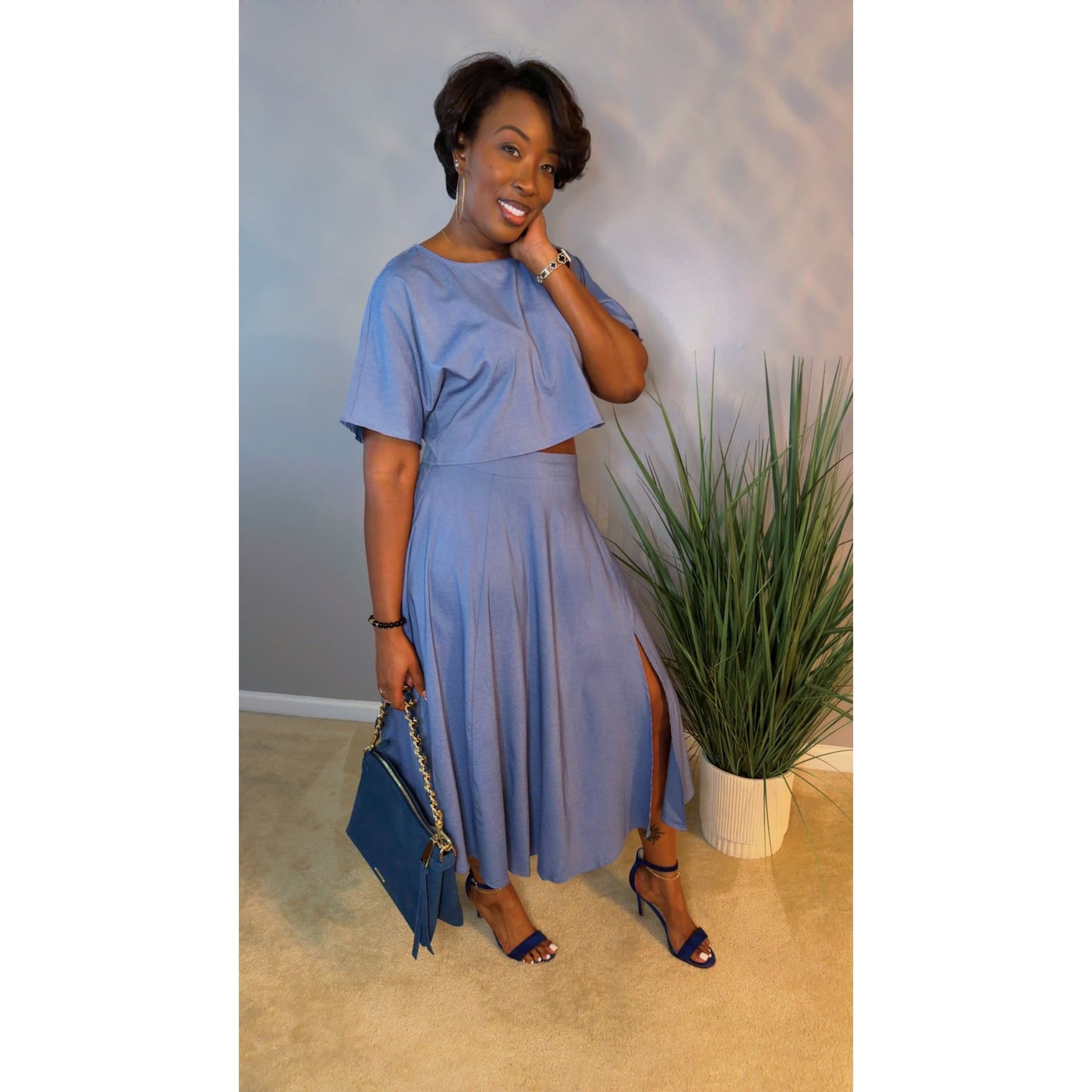 "Sienna" Denim Skirt Set