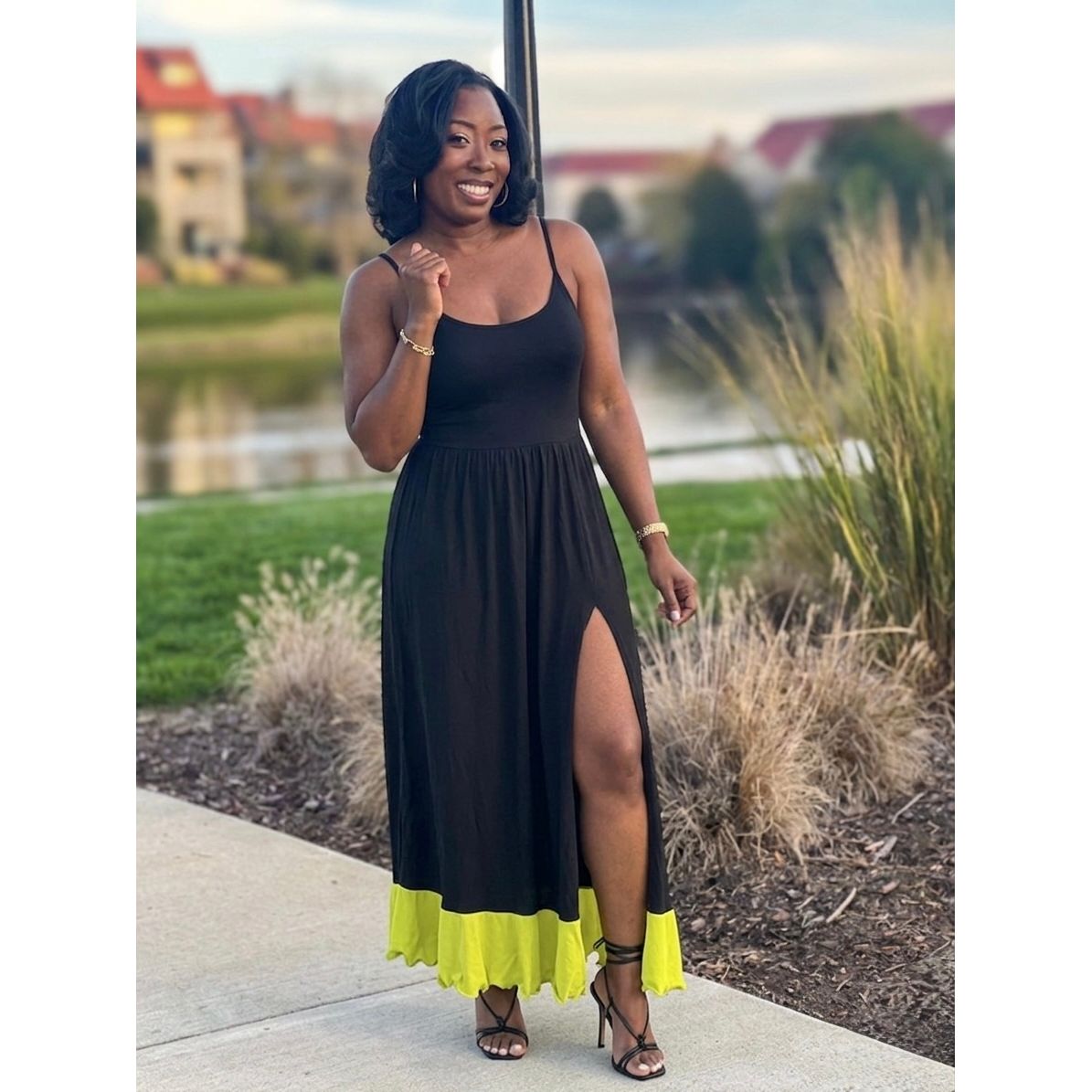 Glow Getter Knit Color block Maxi Dress Black / X-Large