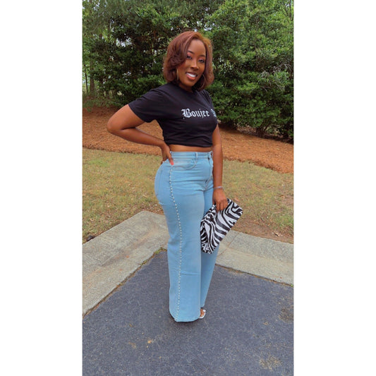 "Lady Bijou" Pearl High Rise Jeans