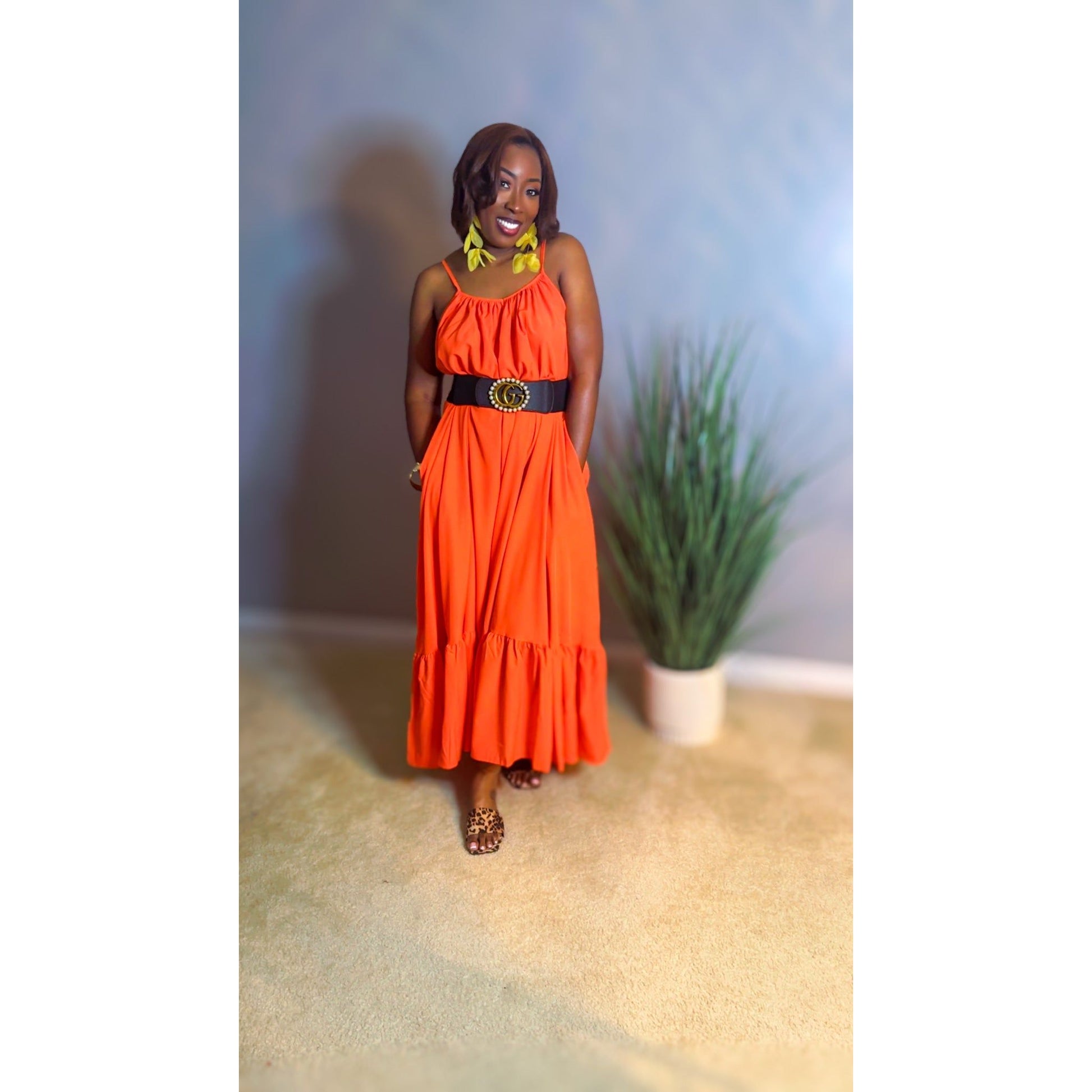 Timeless Summer Elegance: Solid Maxi Dress with Adjustable Straps & Side Pocket | One Size Fits Up to 3X Timeless Summer Elegance: Solid Maxi Dress with Adjustable Straps & Side Pocket | One Size Fits Up to 3X