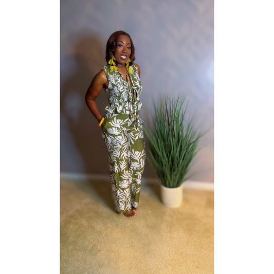 "Palm Play" Two-Piece Pant Set