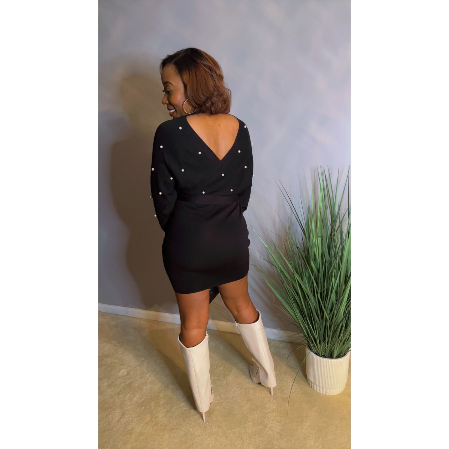 The "Mia" Pearl Knit Mini Dress
