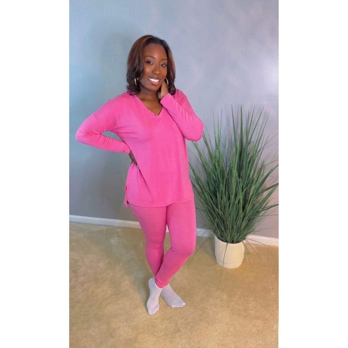 "Never Basic" Set - Candy Pink - Long Sleeve