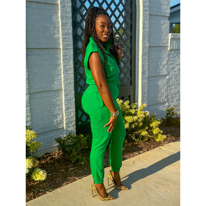 "Brianna" Jumpsuit Jogger - Green