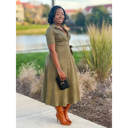 "Ashley" Faux Suede Wrap Dress