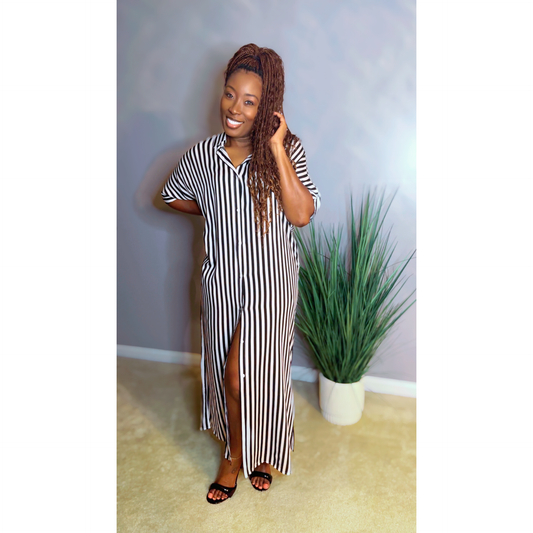 "Kira" Striped Shirt Dress
